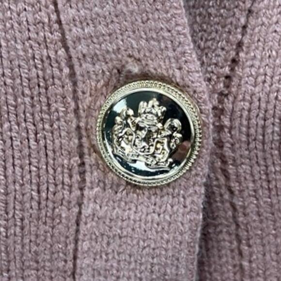 NEW Lillusory Brown Knit Long Sleeve Gold Button Down Cardigan Sweaters Top M - Picture 4 of 6